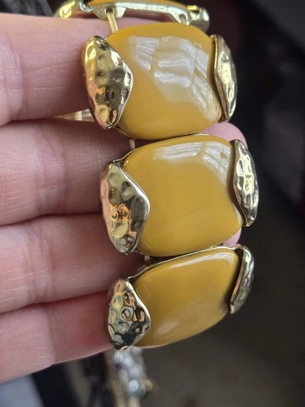 Statement Stretch Bracelet - Mustard Yellow Gold Hardware